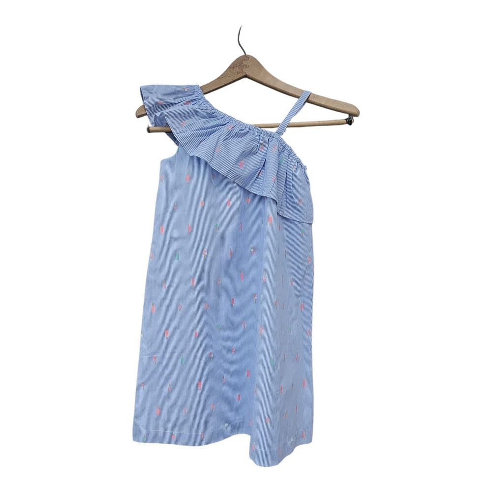 Kate Spade Girls 10 Dress Blue Stripe Off Shoulder Ruffle Popsicle Icecream Cone